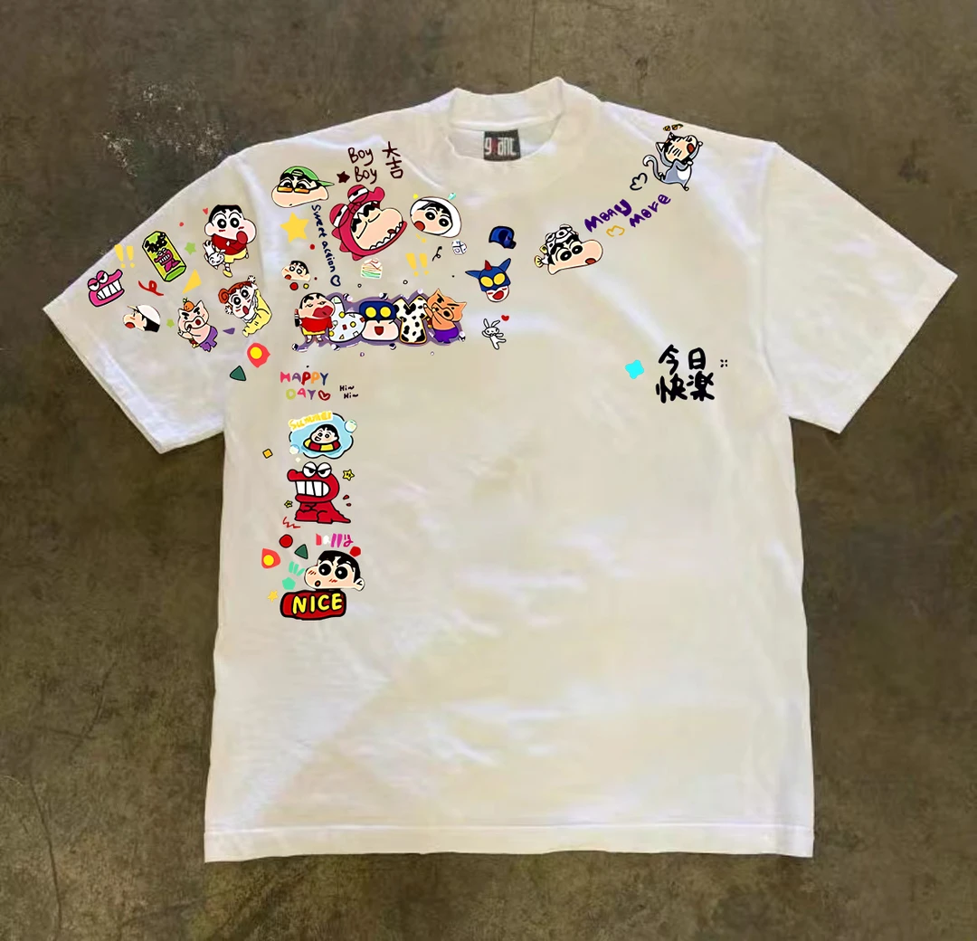 230g！重磅不透潮流简约美式卡通印花夏季短袖t恤百搭宽松上衣透气
