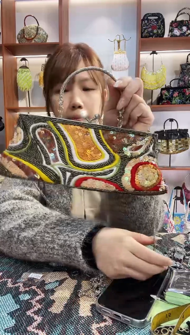 织物蓝*歌（微瑕福利不退换）珠珠包包腋下斜跨包手拿包