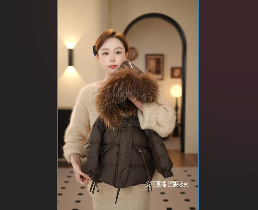 2024冬季新款儿童时尚百搭宽松保暖冬款棉服外套貉子毛58652