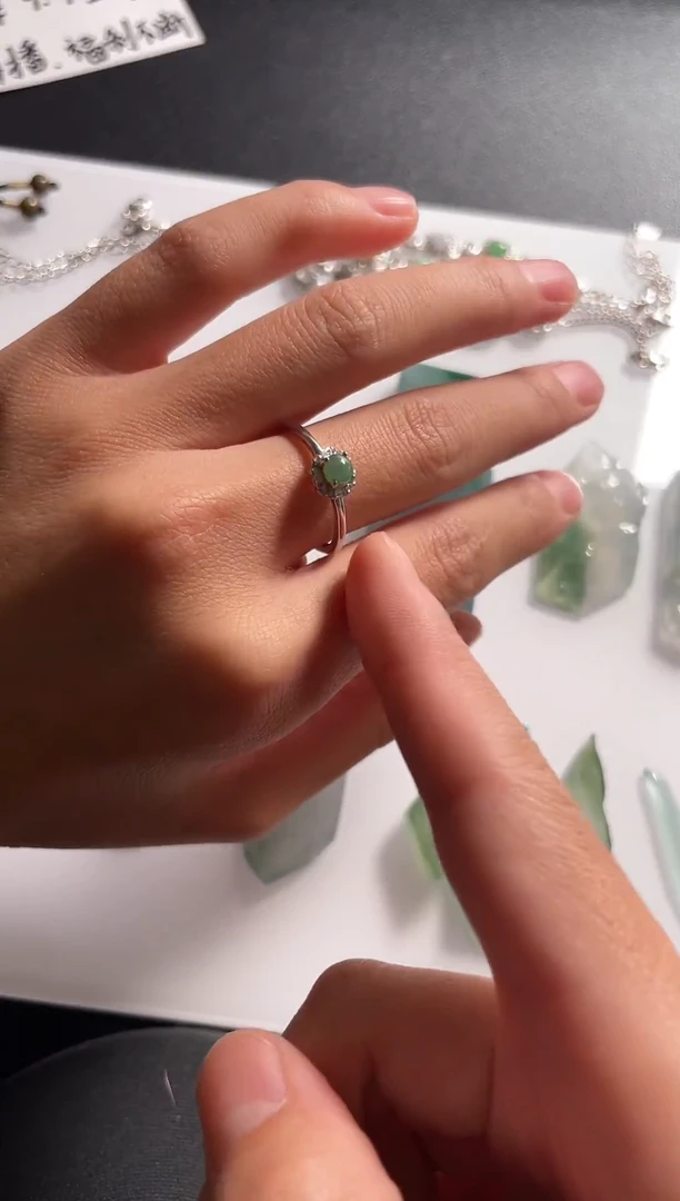 合金戒指翡翠天然A货翡翠