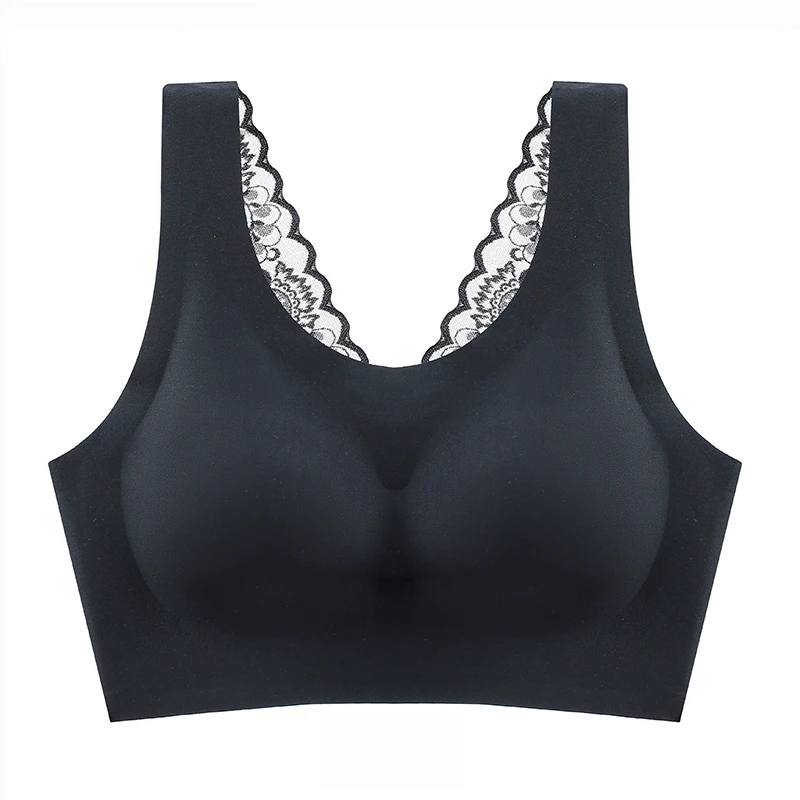 泰国乳胶内衣女无痕无钢圈小胸聚拢文胸蕾丝背心式美背胸罩夏薄款