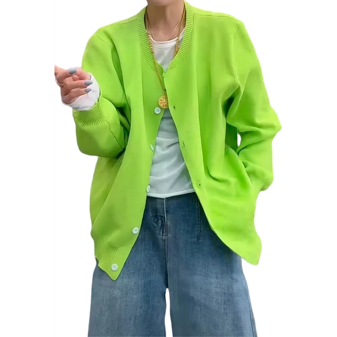 可可儿大码女装春季简约百搭糖果色显白针织外套短款外搭2502