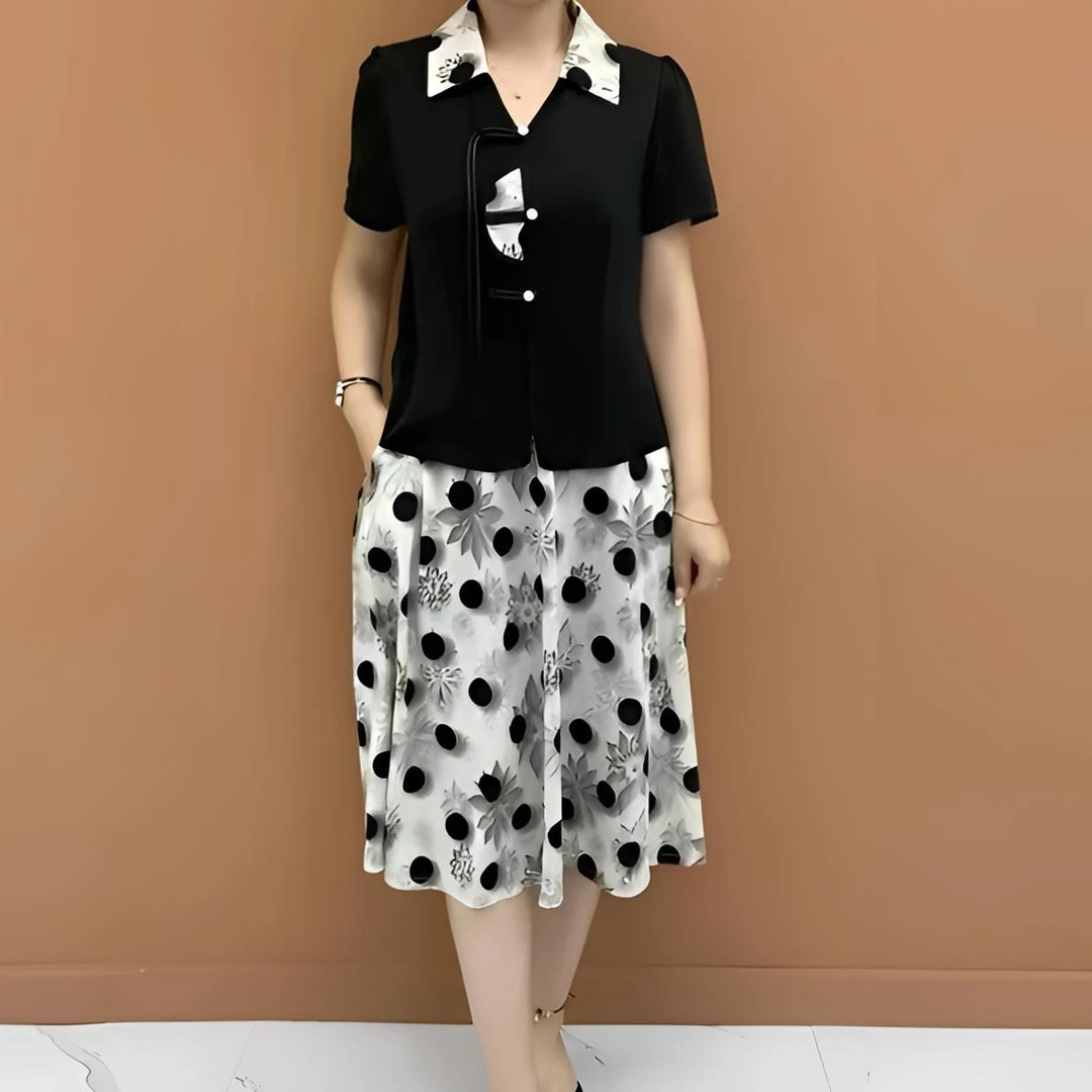 2025气质V领连衣裙女夏新款洋气烫钻妈妈装中长款夏季遮肚子
