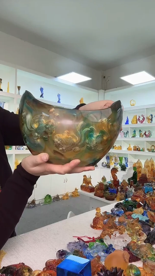 手工艺品琉璃聚宝盆25*17