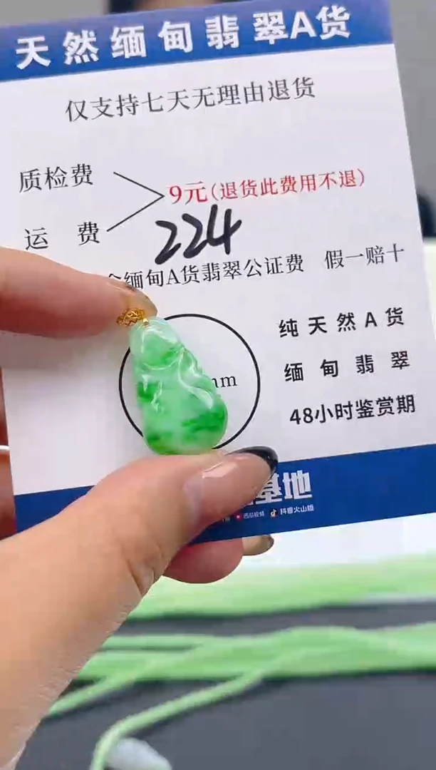 颈饰18K金镶嵌翡翠纯天然缅甸翡翠A货