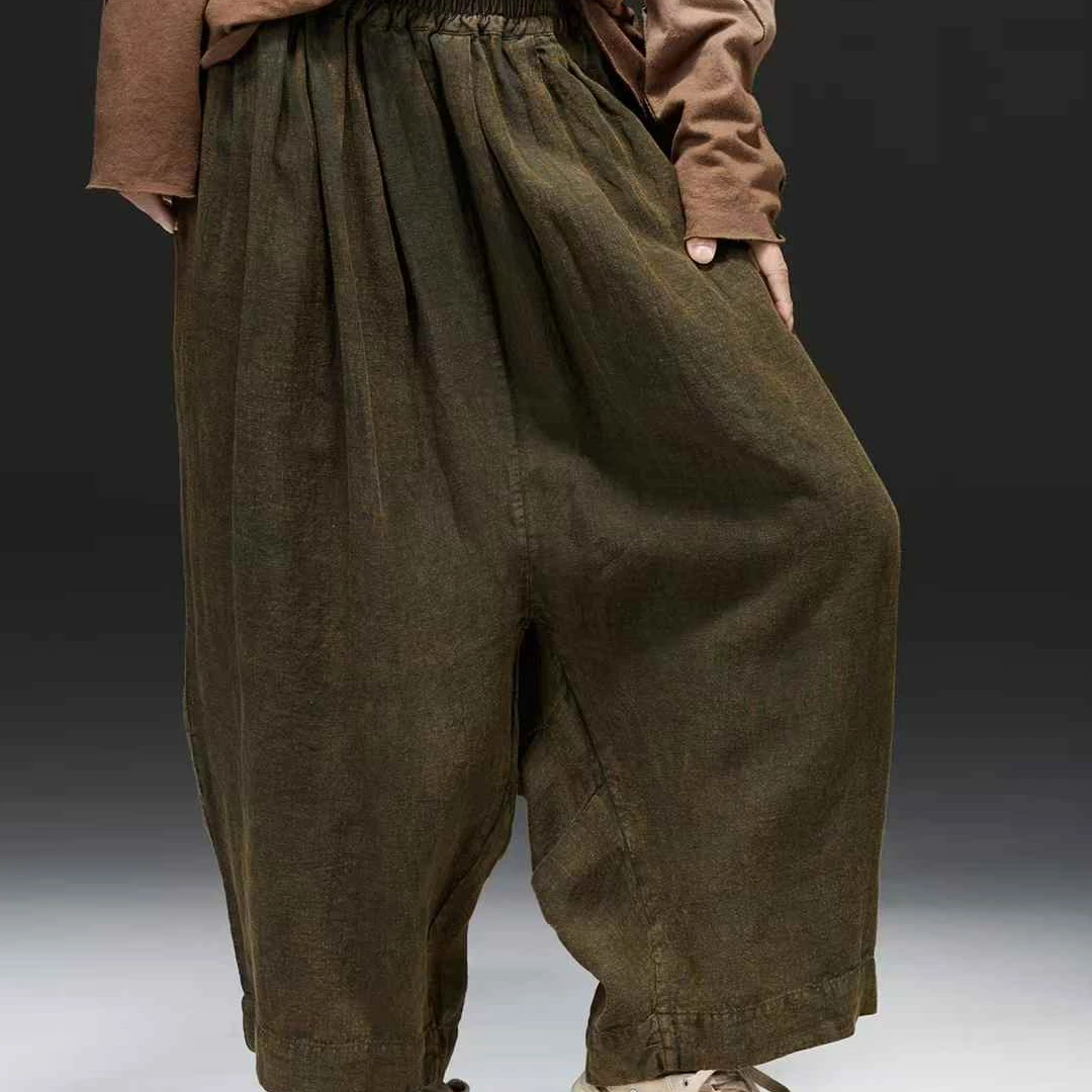 【大漂亮推荐】麻依者2025年春季新款休闲百搭复古时尚休闲裤#058