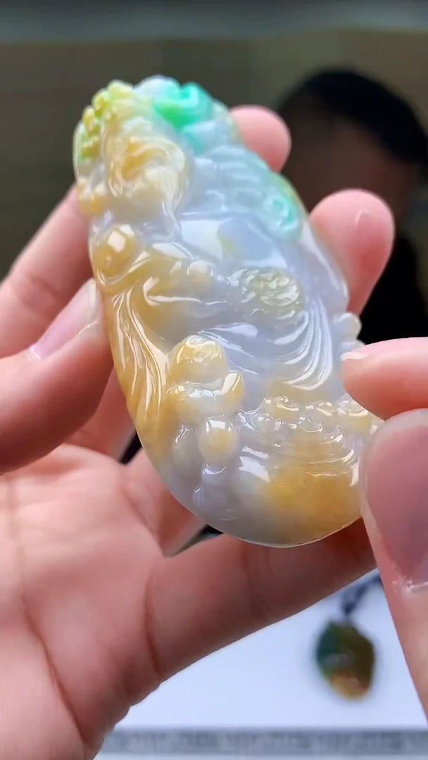 【闪购商品】定制翡翠未镶嵌4969bb-毛货挂件163