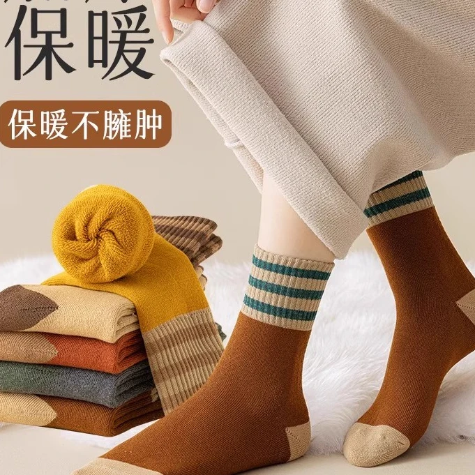 厚袜子女中筒袜冬款保暖袜ins潮流日系美拉德百搭复古毛圈长袜