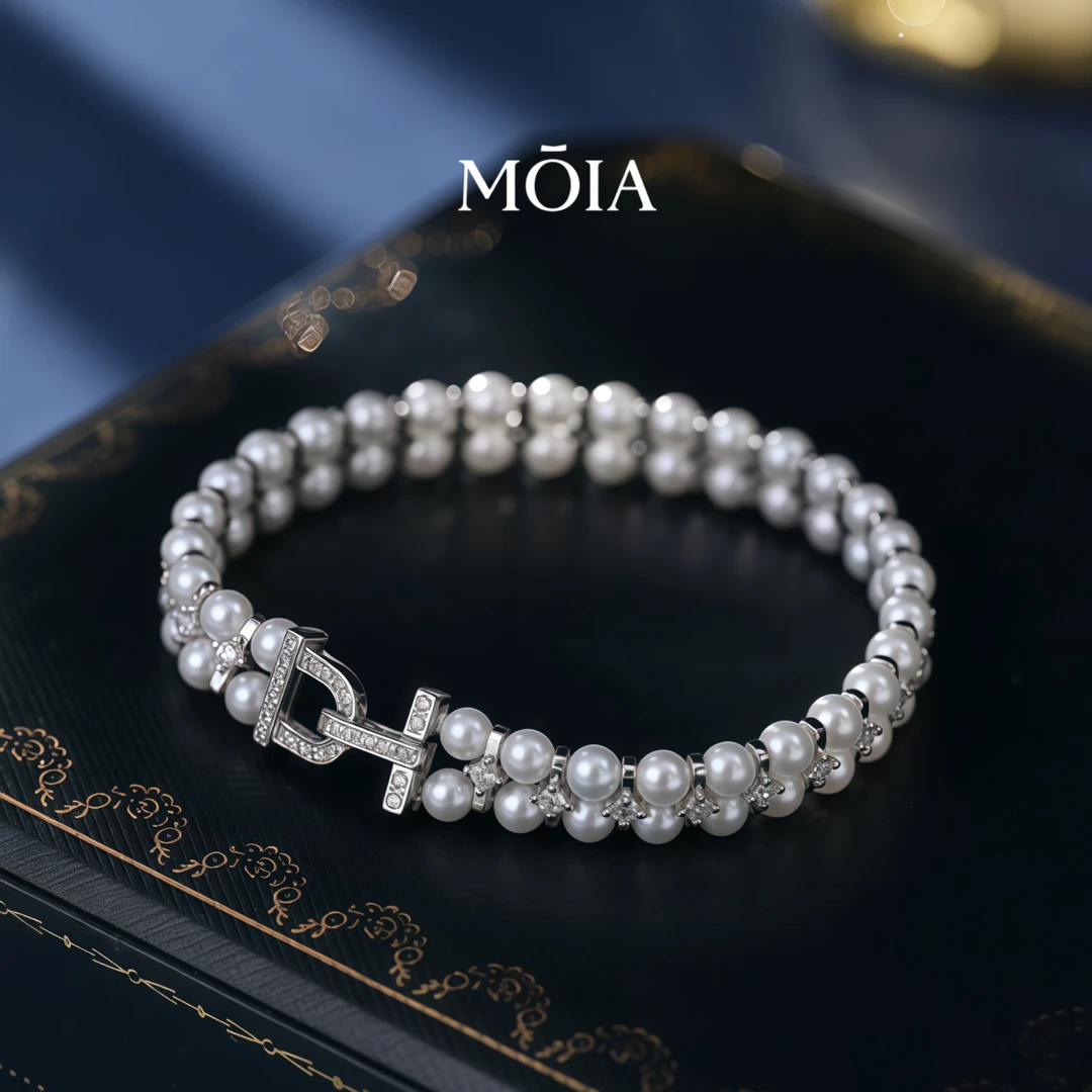 925银合成锆石手链 新款天然双层手链闪锆纯银手链简约生日礼服裙