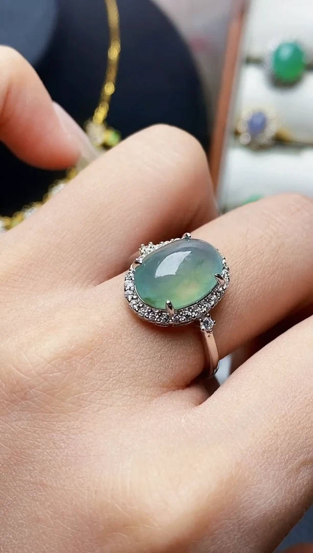 银S925镶嵌戒指翡翠4672