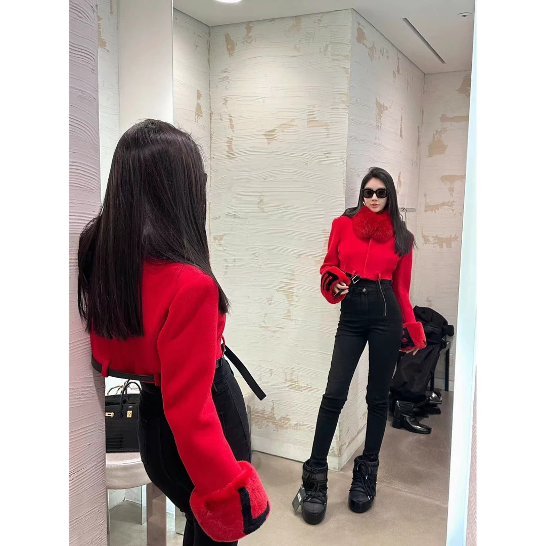 lele 秋冬新品 原创设计毛呢短款外套 LE12023WT