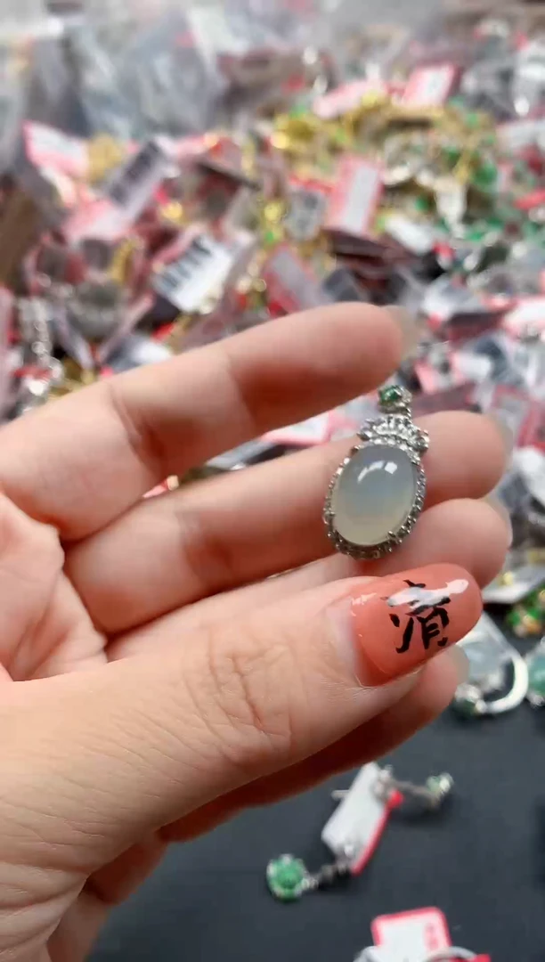 银S925镶嵌戒指翡翠天然A货缅甸翡翠