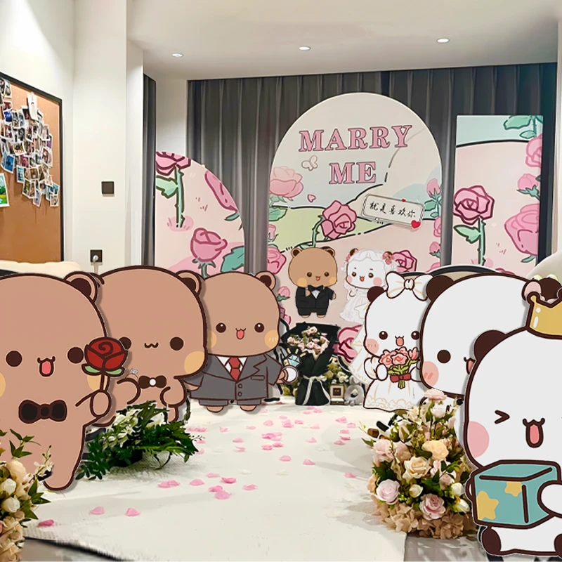 一二布布卡通求婚室内外布置装饰kt板不要气球网红氛围感表白用品