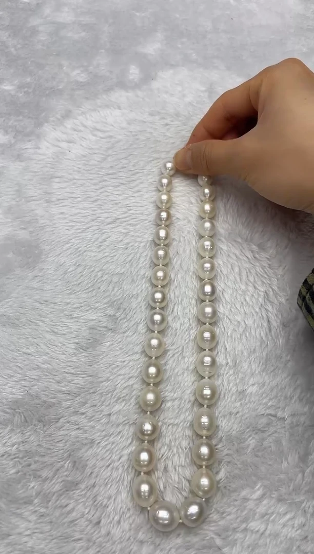 项链银S925镶嵌海水珍珠澳白10-13mm
