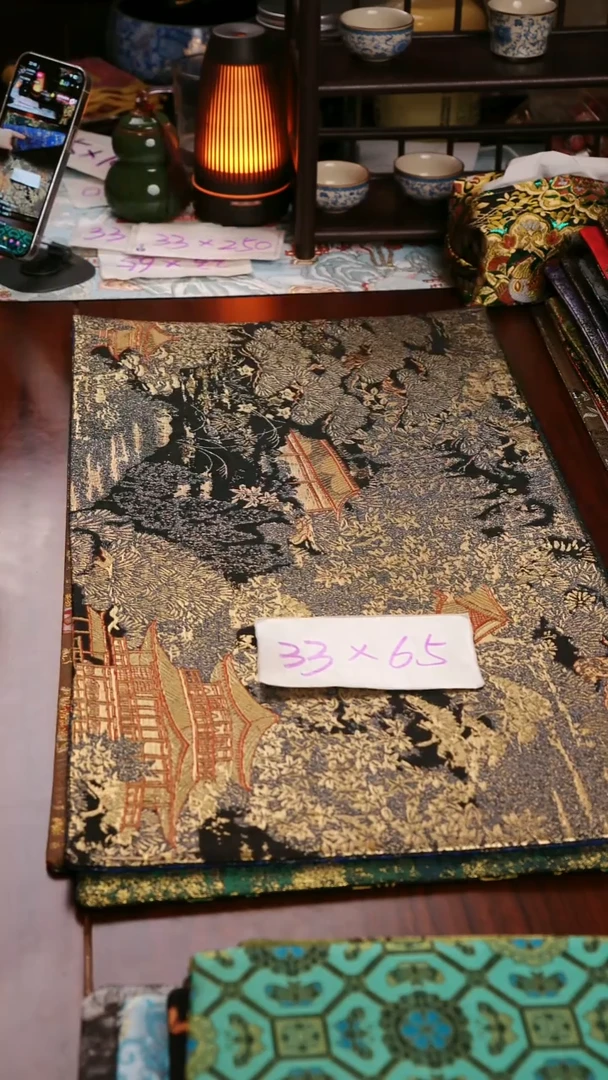 【西阵织登鹳雀楼黑金双面】中国风干泡织锦茶席33*65