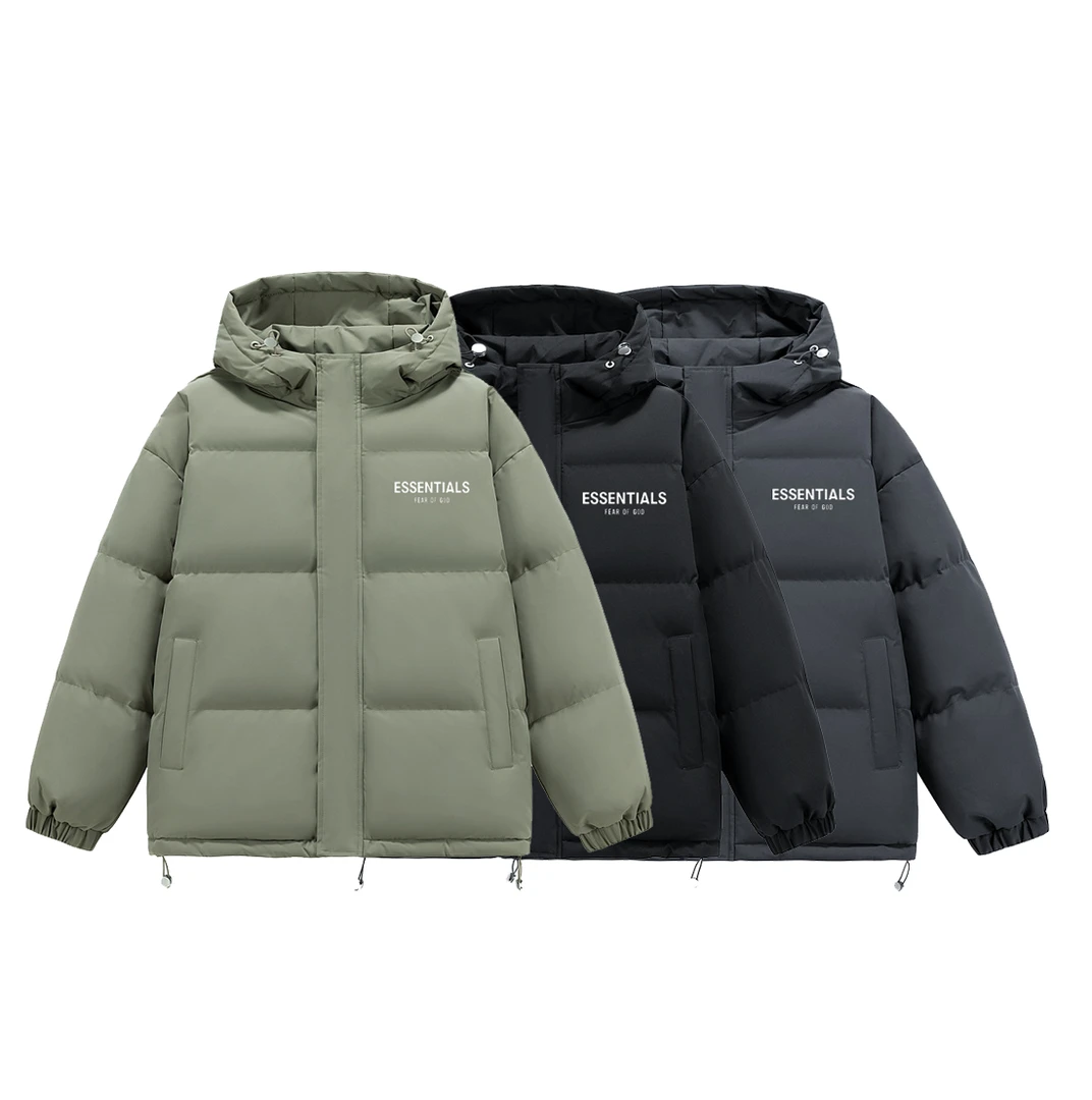 FOG新款ESSENTIAL棉衣男女同款反光印花保暖潮流情侣连帽潮牌棉服