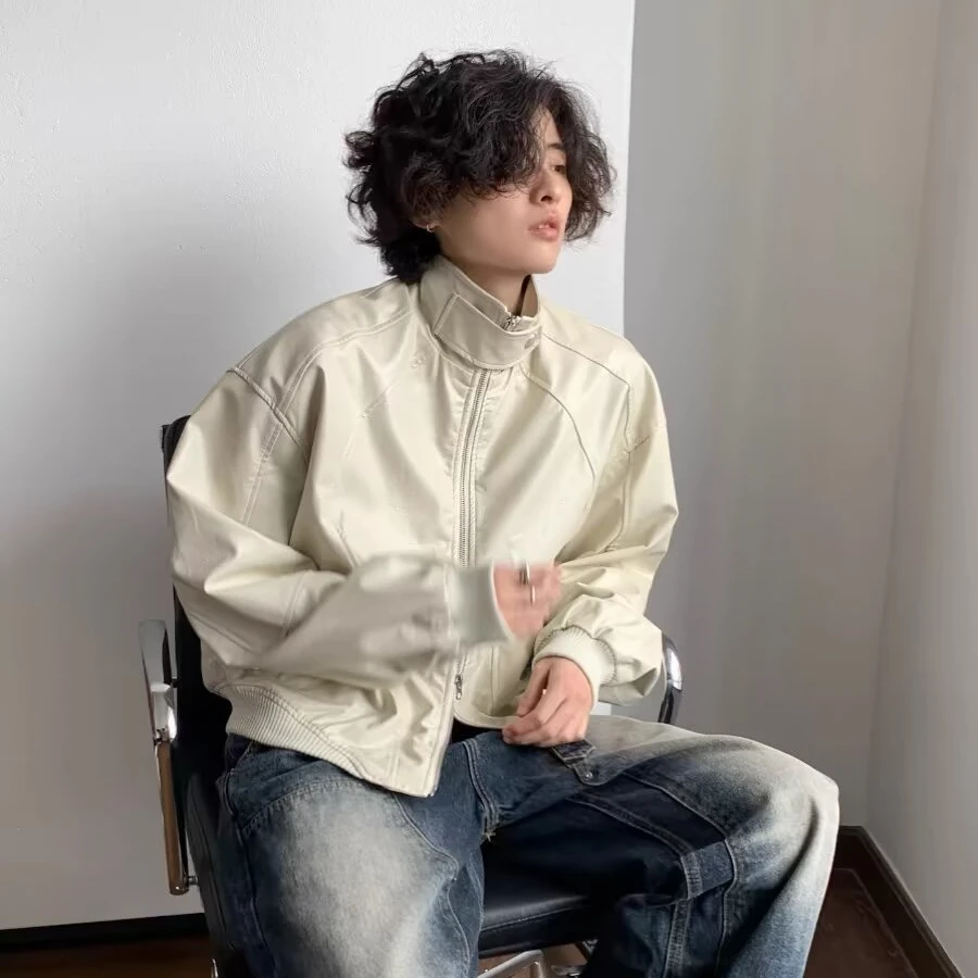 YY01 美式ins潮牌飞行员夹克宽松休闲夹克皮衣情侣外套