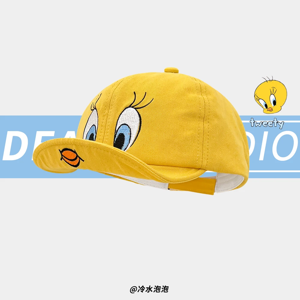 韩版ins崔弟翠儿翻檐鸭舌帽子女可爱卡通小黄鸭翠迪遮阳棒球帽潮