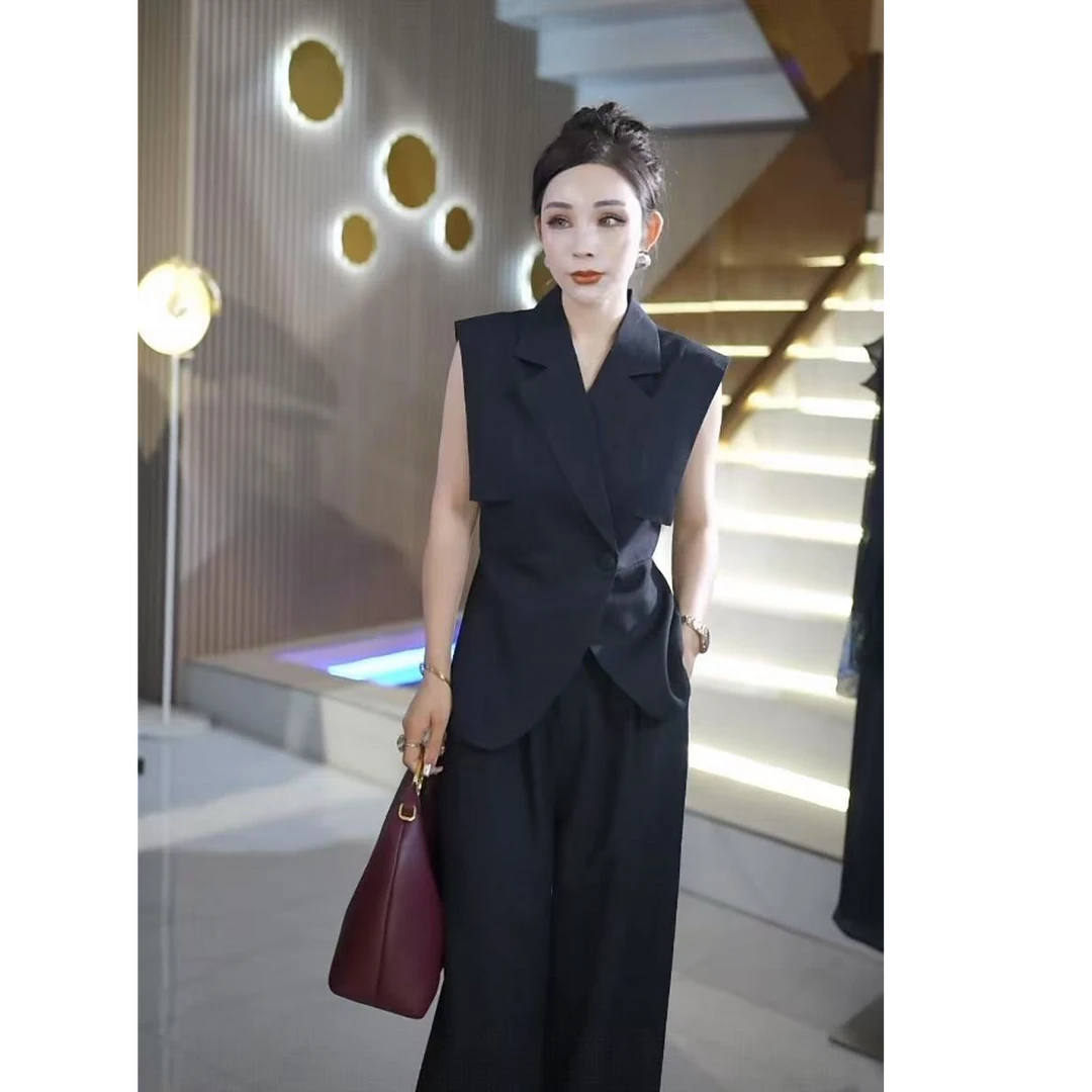 高定大牌秋季时尚百搭气质收腰显瘦小飞袖裤子女士套装hb81085TZ