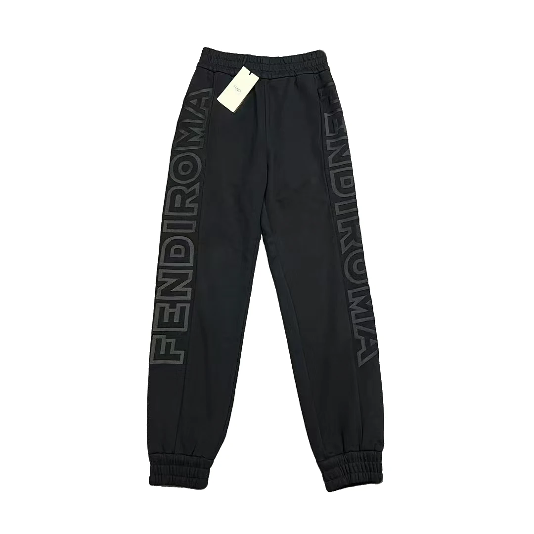 未使用 FENDI/芬迪 黑色字母印花休闲卫裤 XXS/S/L/XL/XXL码