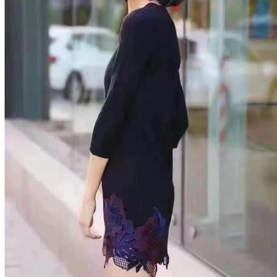 轻职风蕾丝边显瘦毛衣女士轻奢包臀5399168不支持退换