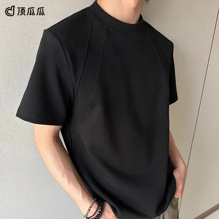 顶瓜瓜大码300斤美式正肩小领口boxy版型上衣夏季宽松短袖t恤男女