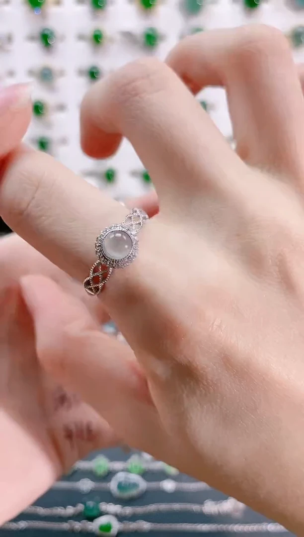 【闪购商品】翡翠戒指银S925镶嵌天然翡翠