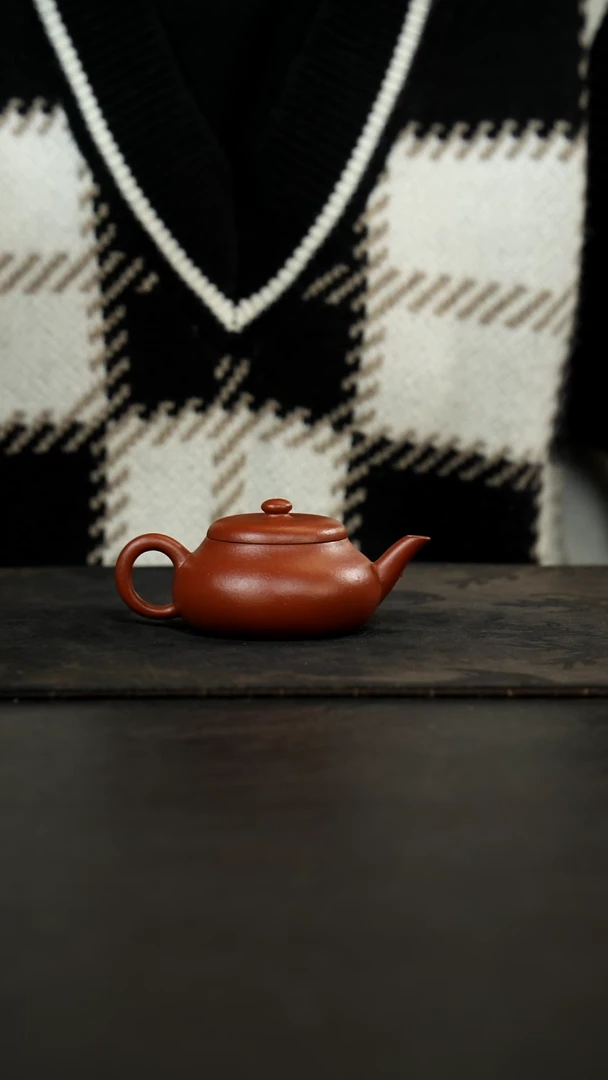 茶壶紫砂壶小生朱泥扁水平