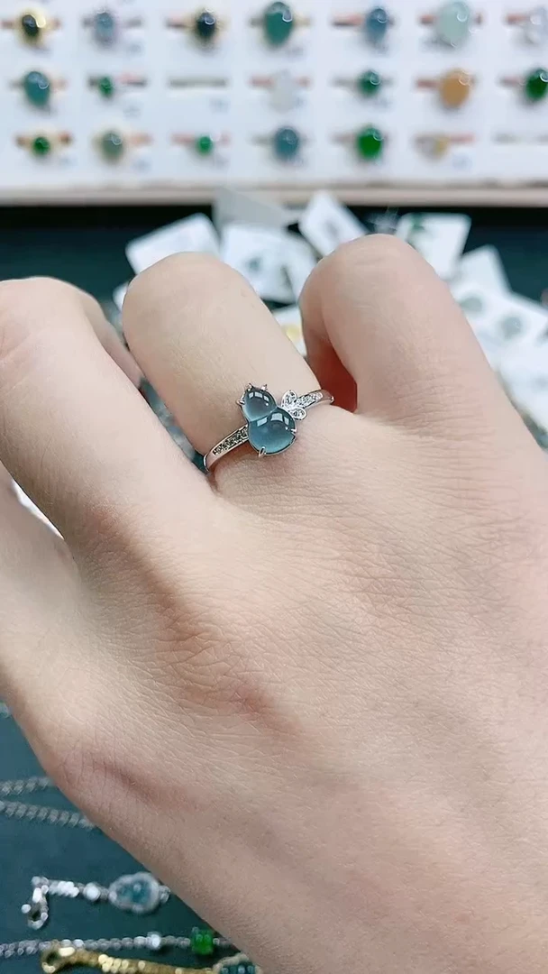 银S925镶嵌戒指翡翠天然翡翠