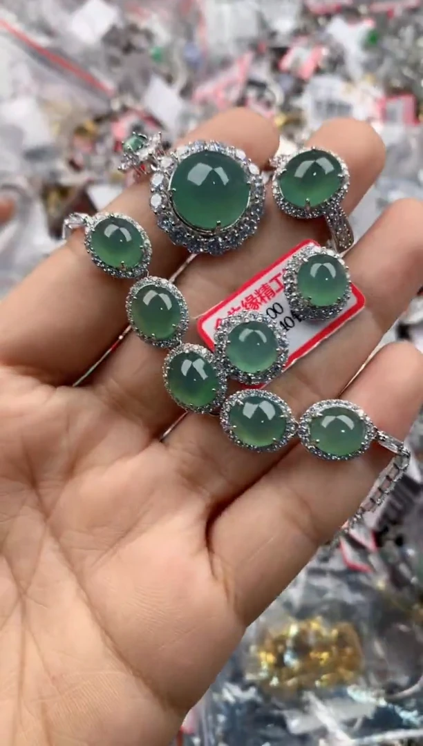 银S925镶嵌戒指翡翠2222----7