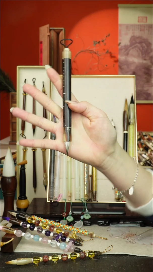 6号闪孤品高货毛笔链接 清水试笔 蘸墨不退