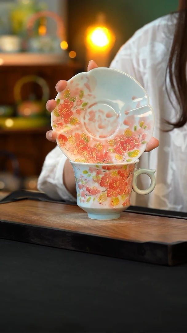 杯手绘心瓷陶瓷浮力
