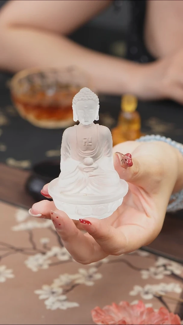 手工艺品琉璃白色药师佛茶宠摆件