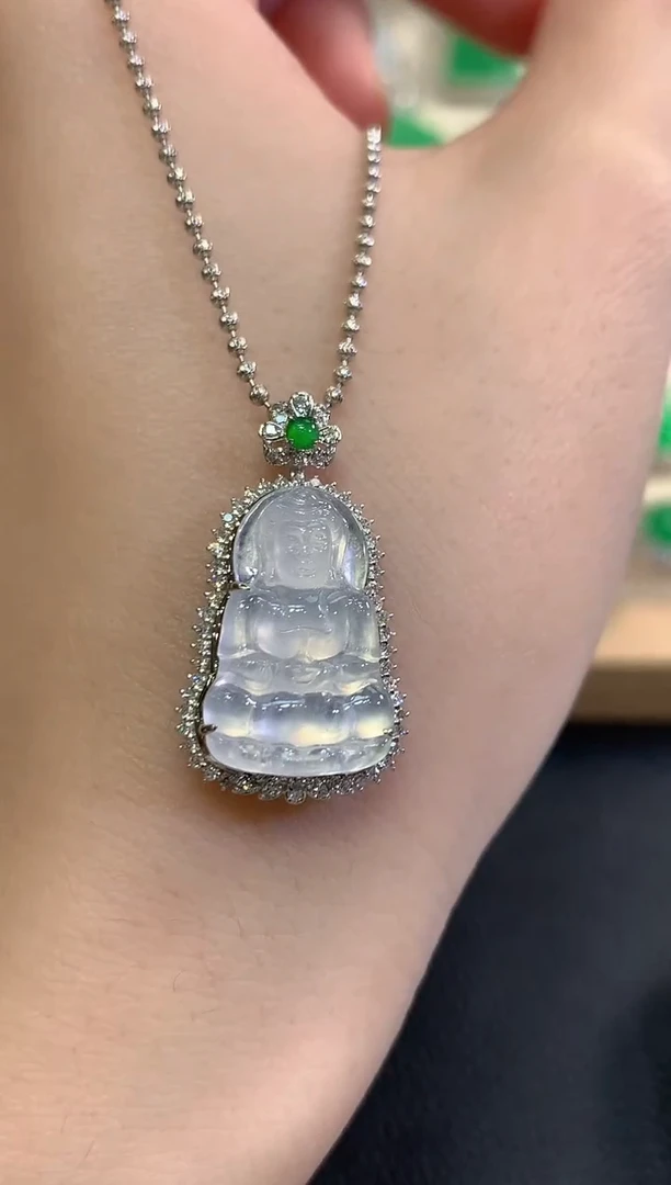 吊坠(不含链)18K金镶嵌翡翠秋日珠宝Q50