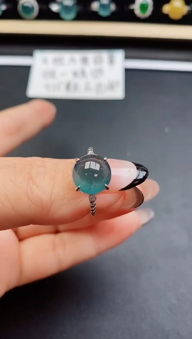 翡翠戒指银S925镶嵌5080