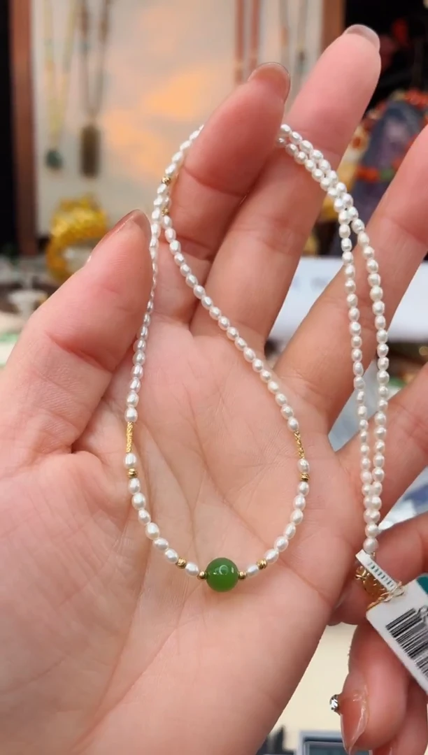 颈饰18K金镶嵌淡水珍珠@@F921I012930
