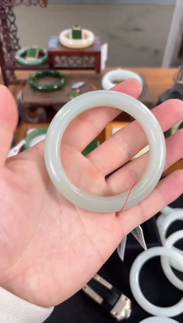 未镶嵌手镯和田玉青海青白 56+圈 9013819