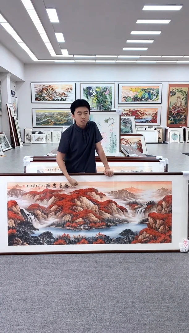 国画手绘219*88鸿运当头