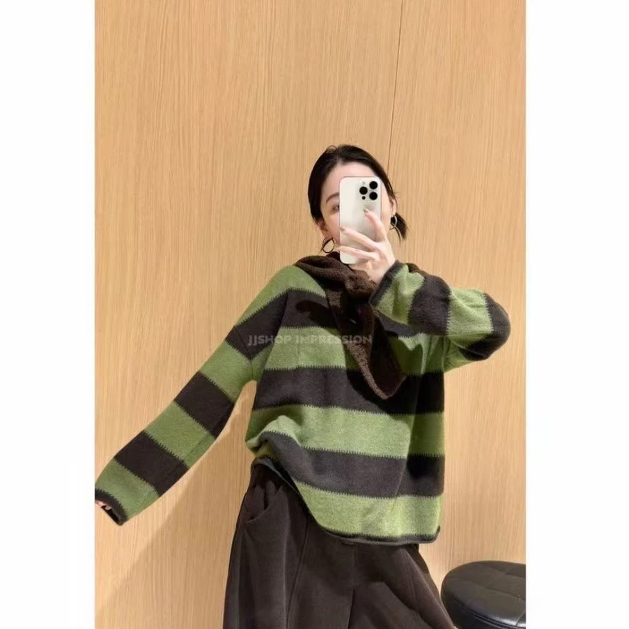 【100%纯山羊绒】暖冬叠翠小暖炉女士秋冬慵懒套头羊绒针织衫12针