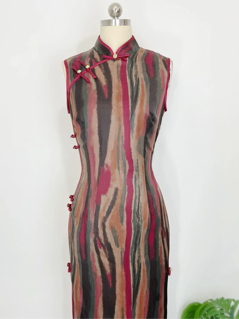 （炫彩125）复古气质旗袍无袖款气质优雅显瘦夏季文艺日常款旗袍薄