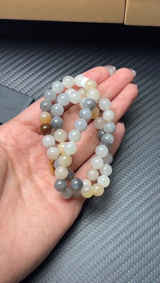 项链未镶嵌和田玉且末金山微色差妈妈链卡8mM