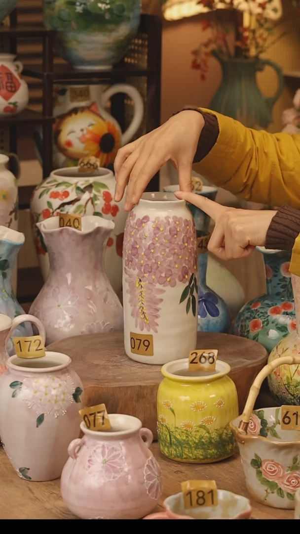 陶瓷景德镇设计师手作花器摆件侘寂风@M079@