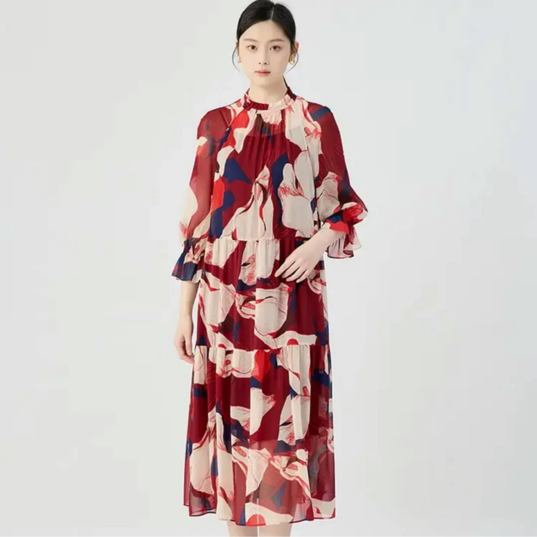 GIRDEAR/哥弟 150008【蔷薇云纱】法式浪漫显白夏日穿搭优雅连衣裙