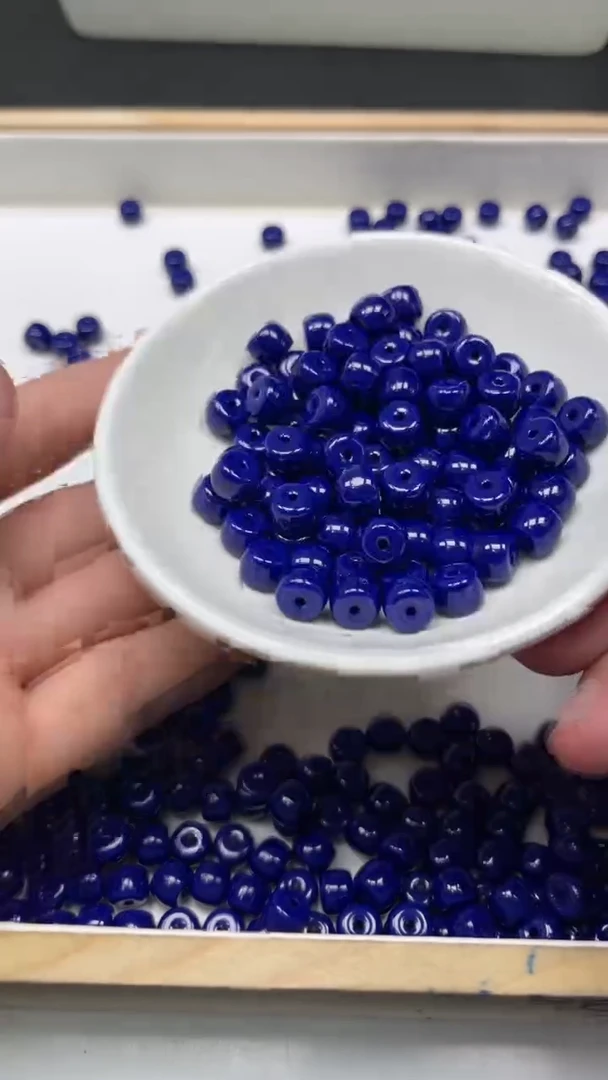 未镶嵌散珠玛瑙/玉髓A1943 青金蓝玛瑙老型7*8mm25个9.9元