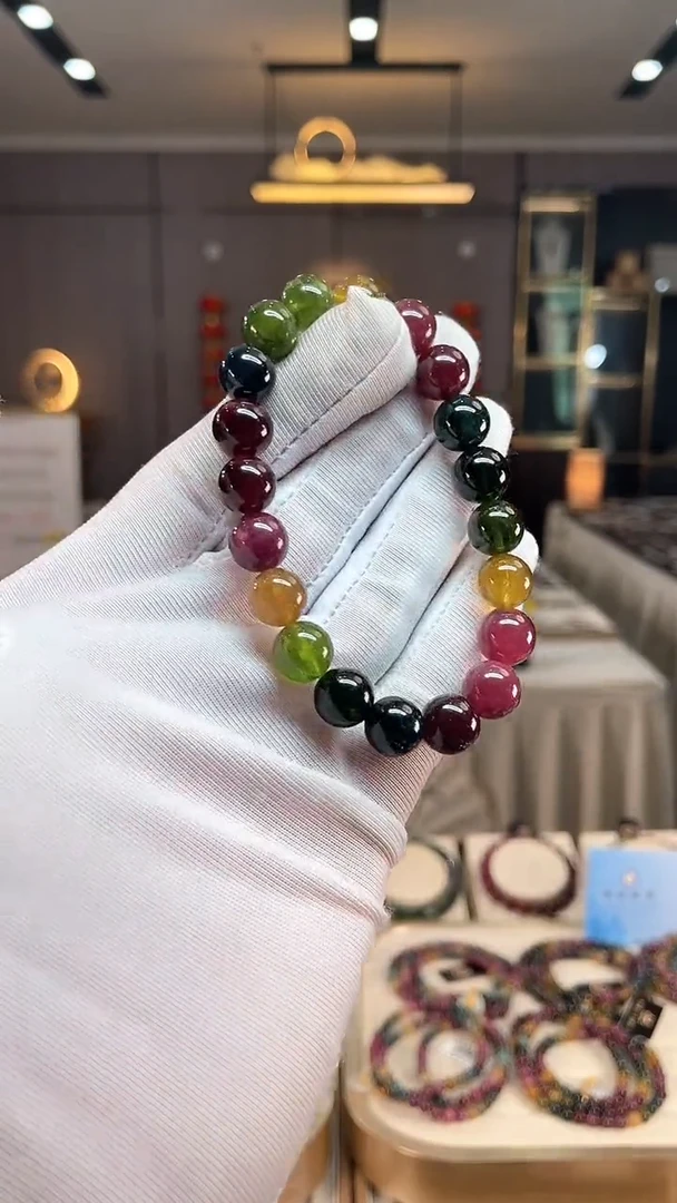 未镶嵌老矿碧玺彩虹单圈手串9mm+碧玺（多样性发一条） xion