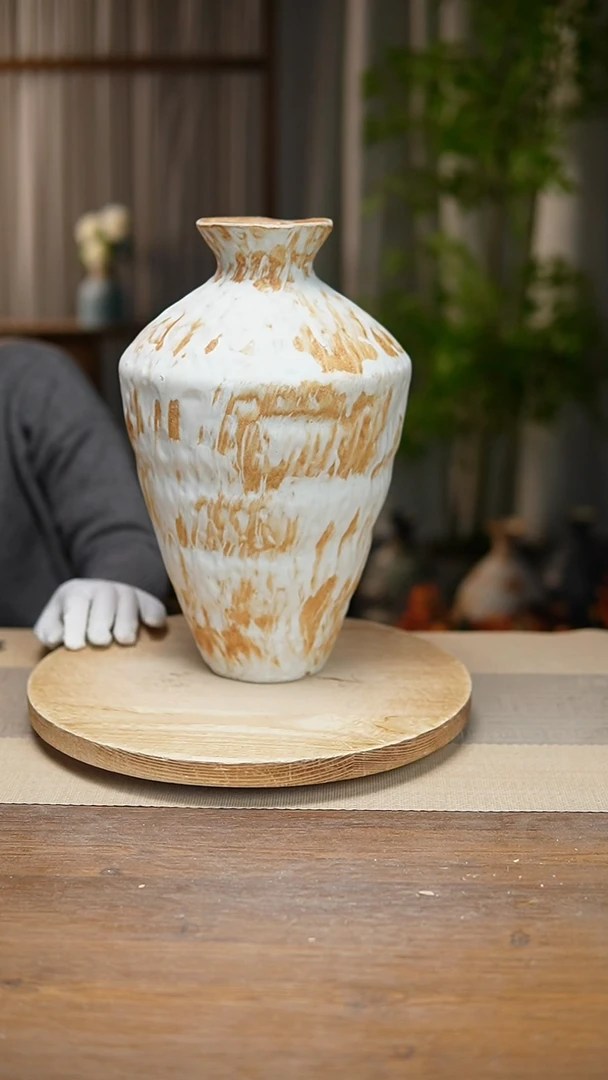 【闪购商品】陶瓷  花器诧寂黄高脚