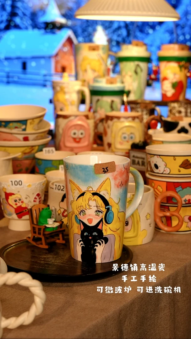 陶瓷035景德镇原创设计师手工手绘高温瓷