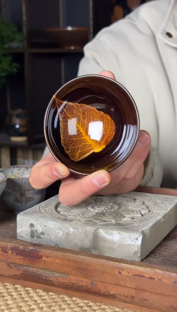 平阳窑手作菩提叶木叶盏