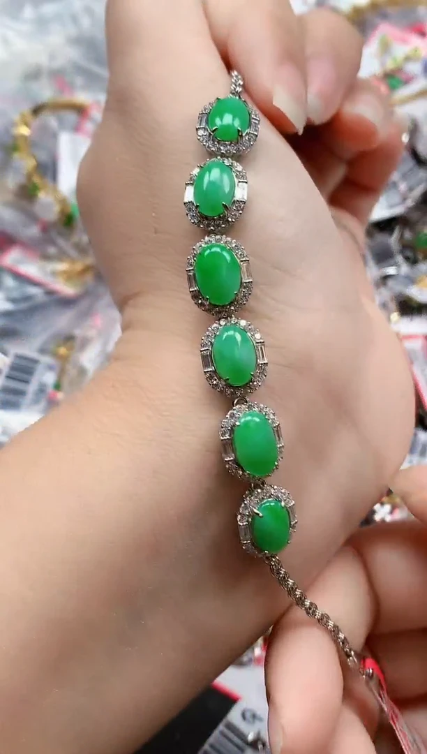 银S925镶嵌戒指翡翠天然A货缅甸翡翠