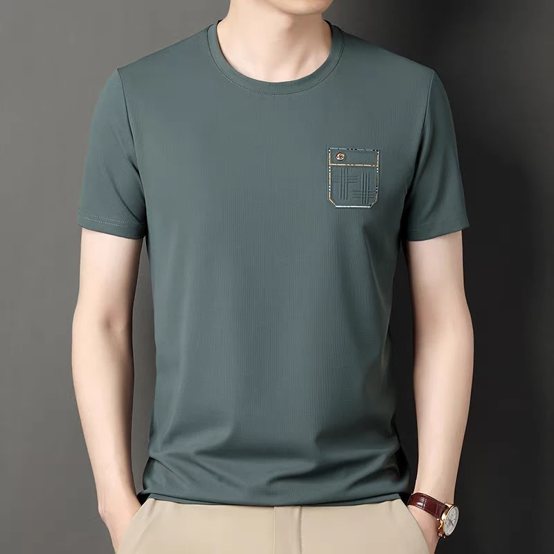 高级感华夫格男士夏季短袖休闲透气速干圆领冰丝T恤 TX112